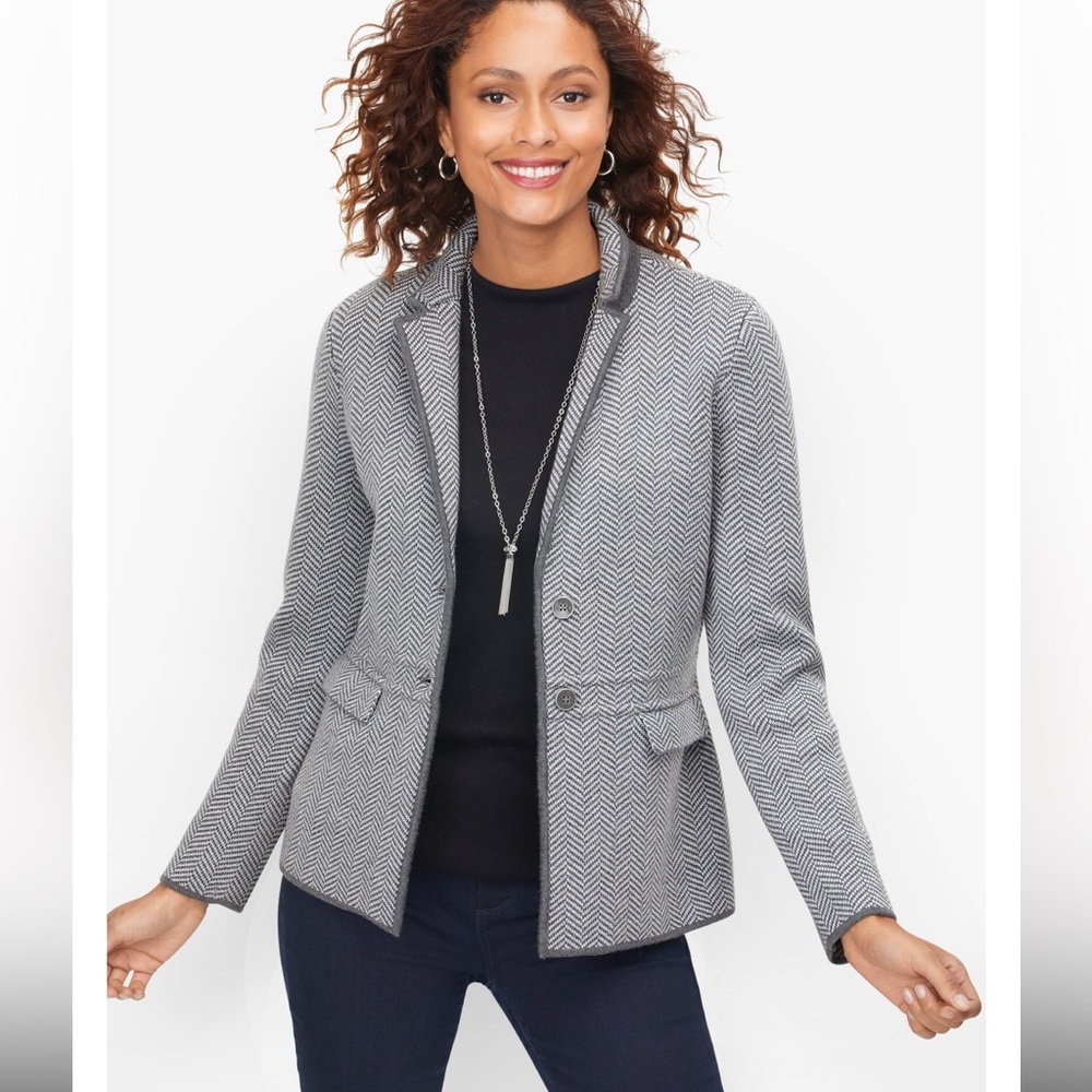 Talbots Gray Herringbone Blazer